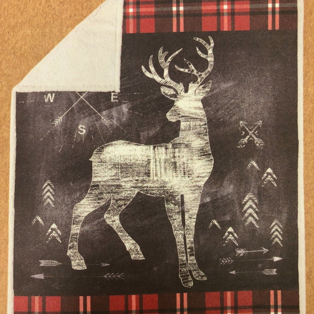 Safdie & Co. | Decorative Deer Sherpa Throw | 48" x 60" | Black & Red